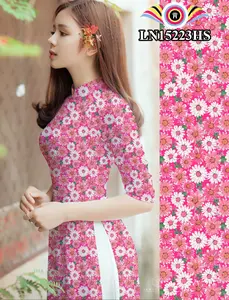 Set Traditional Vietnamese Flowers Ao Dai - Bộ áo dài in 3D truyền thống - Ready to ship - Square neck