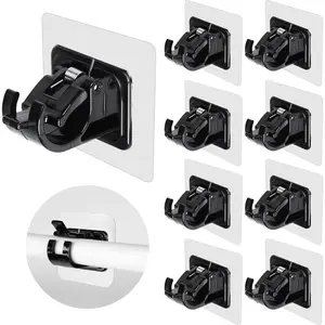 Curtain Rod Brackets No Drilling, 8 PCS Self Adhesive Curtain Rod Holder Hooks, Hangers for Bathroom Kitchen Home Bathroom & Hotel Use