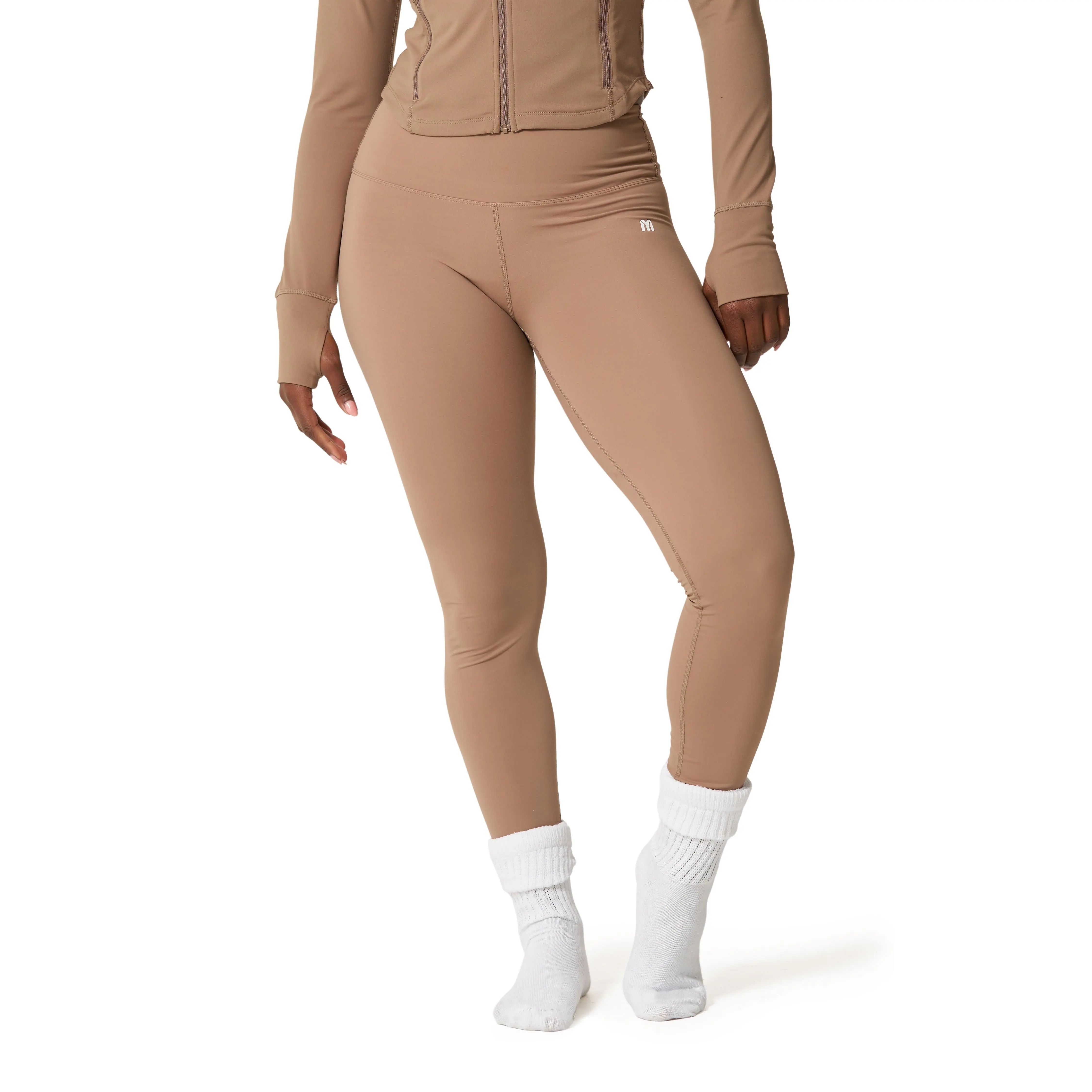 Women's High-Rise Compression Leggings - Workout Gear with Elastic Waistband, 30% Elastane Nylon Blend, Light-Mid Comp Sculpting, Breathable Ankle-Length, True to Size for Running & Workouts