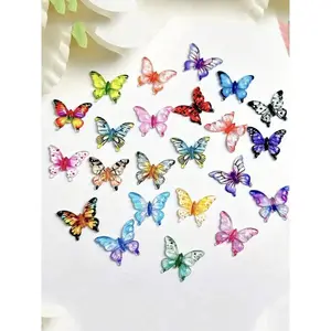 100pcs Mini Resin Butterfly Decorations, Nail Supplies for DIY Nail Art, Scrapbooking, Indoor Recreation Crafts for Home & Office