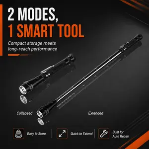 Magnetic LED Flashlight Telescopic Pickup Tool, 22 Inch Extendable Magnet Stick with 360°Rotating Flexible Head, LED Lighted Retractable Magnetic Retrieval Tool for Car Repair & Hard-to-Reach Areas