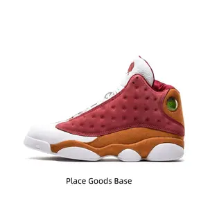 Dune Red and White High-Top Retro Basketball Shoes, Tumbled Leather and Suede Upper
