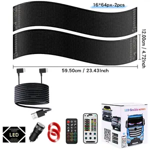 2PCS Synchronized Devil Eyes Light for Truck, 23.4”X4.7” Flex Car Window LED Display Screen, Dynamic Colorful Eye Lamp Programmable LED Eyes for Car Truck Windshield