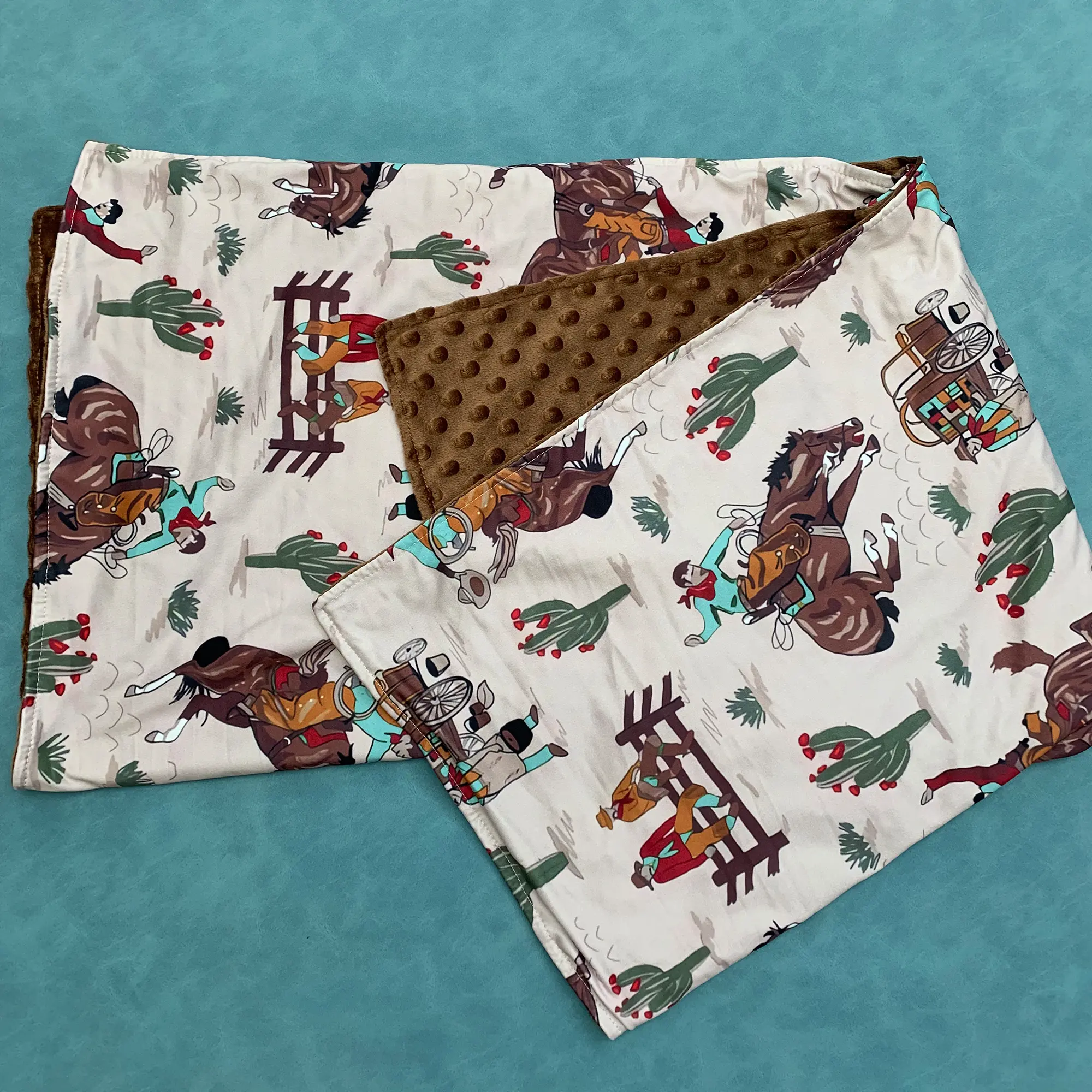 Western rodeo cactus kids soft blanket
