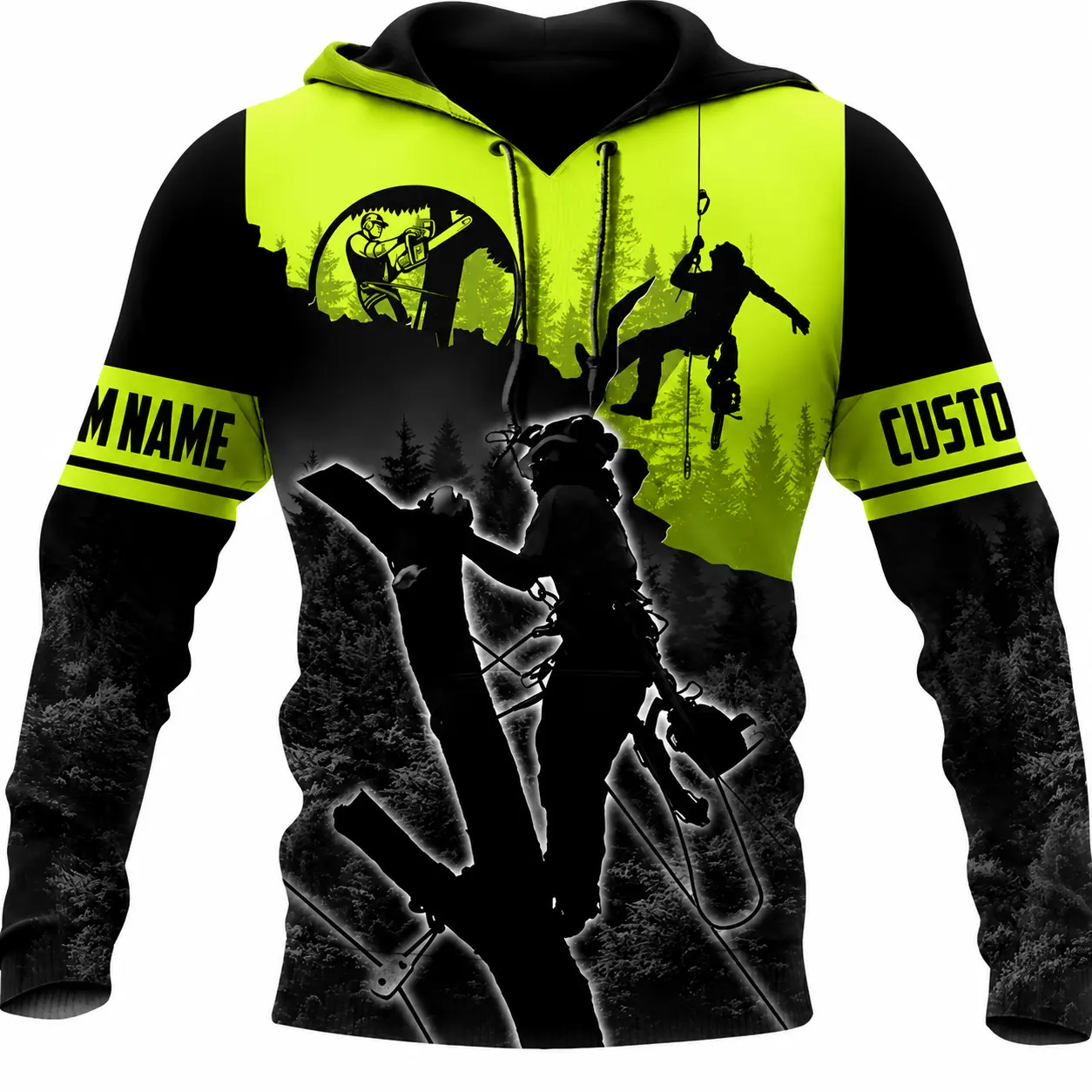 Personalized Arborist 3D Hoodie – Custom Name Tree Climber Hooded Sweatshirt, Forestry Workwear, Arborist Gift for Men & Women
