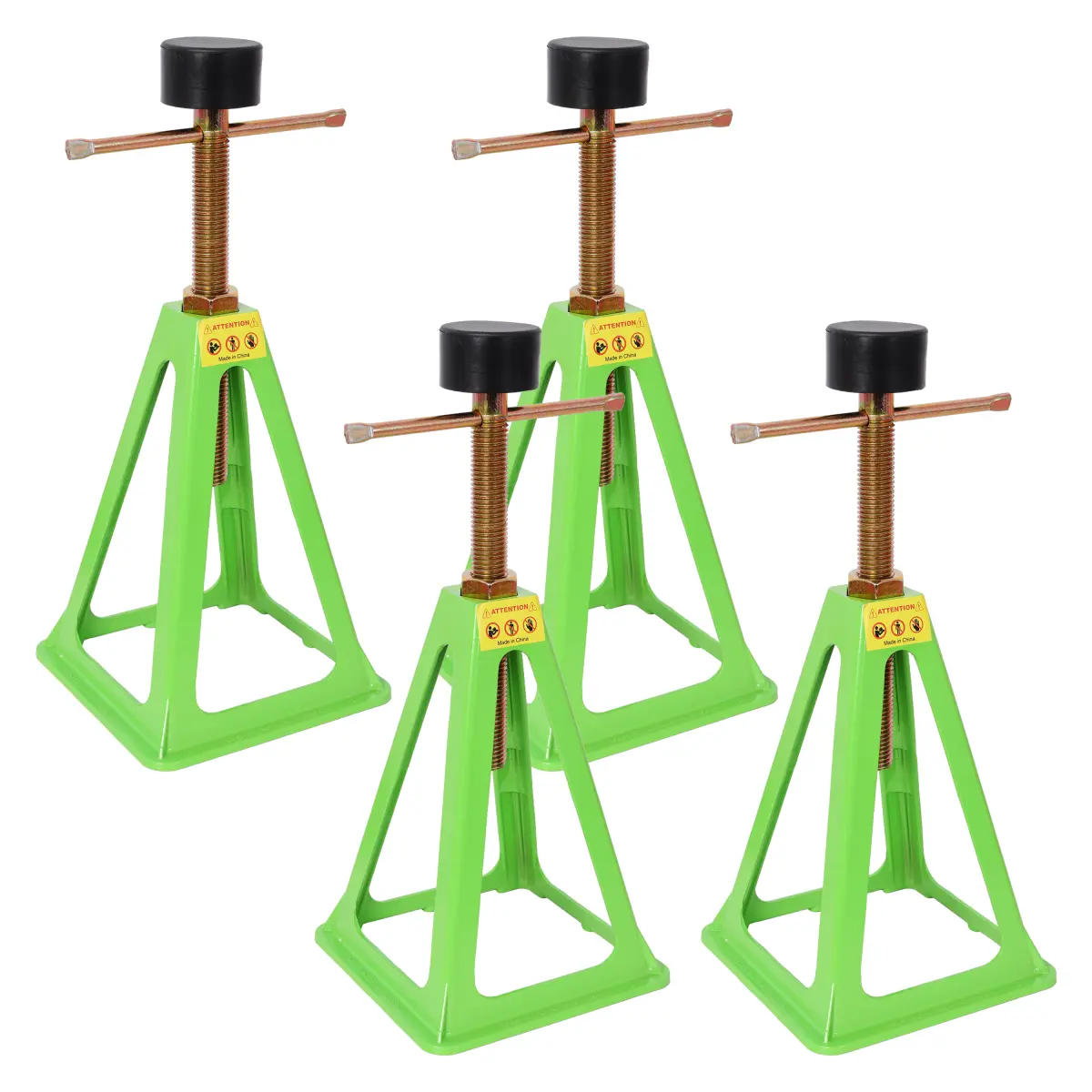 4-Pack Heavy Duty RV Stabilizer Jacks, Adjustable Screw Jack Stands for Travel Trailer & Camper, 3300 Lbs Each, 11-17 Inch, with Rubber Pads & Spare Nuts for Leveling Support