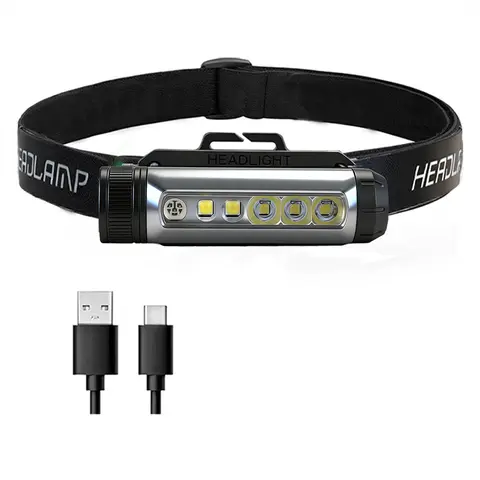 LED Headlamp Rechargeable, Super Bright High Lumens magnetic Headlamp, 8 Modes IPX7 Waterproof Lightweight Head Light with Taillight & Clips for Camping, Running,Fishing, Outdoors, Hard Hat Work fishing emergency Multi-Functional Headlights