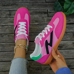 Women'sLightweightSlip-ResistantCasualSneakers-VibrantPink&BlackSyntheticCoverLow-TopShoeswithTPRSole,BreathableFabricLining&All-SeasonComfortforCasualAttire,AllseasonShoes|SportyLook|BreathableLining