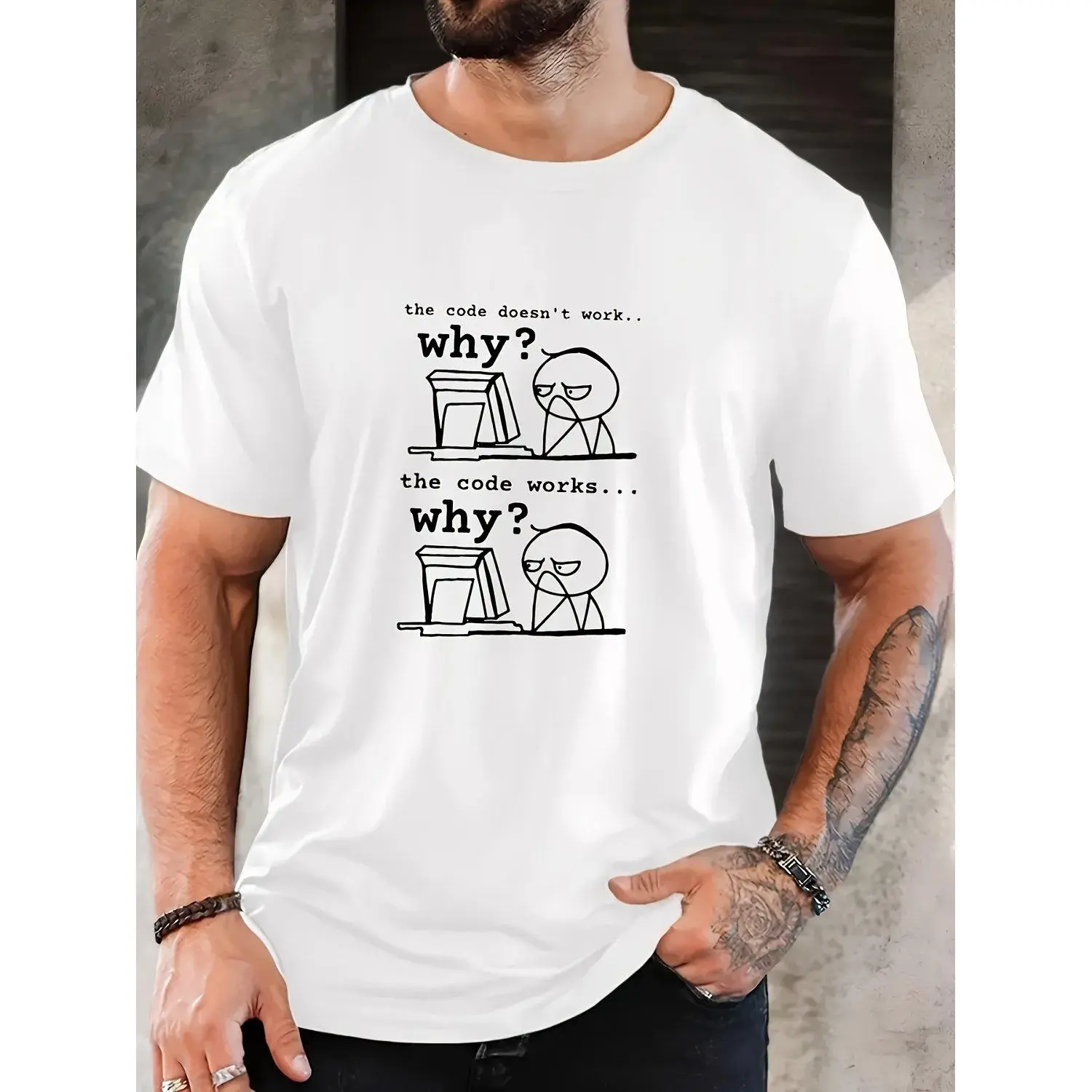 Men's Funny Programmer T-Shirt - "Code Is Okay--Why? Because Endpoints Can't Be Graphical" Coding Joke - Lightweight Short Sleeve Developer Shirt for Tech Geeks, Computer Science Students & Software Engineers - - Casual Wear