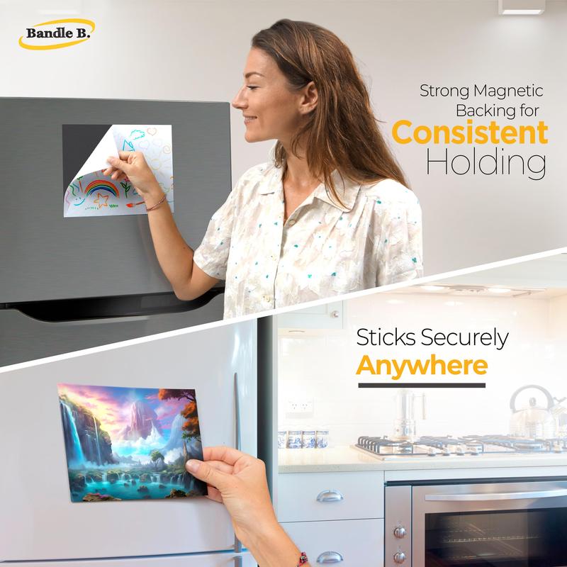 Bandle B. Magnetic Sheets 4" x 6". Magnetic Sheets with Adhesive Backing. DIY Magnets, Metal shelving labels, Christmas crafts and more! Removable.