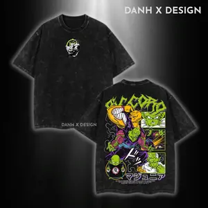 Piccolo – DBZ | Legendary Namekian Martial Arts Battle Scene Double Printed Vintage Washed Oversized T-Shirt Streetwear Cotton Anime Manga Epic Graphic Top