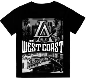 Shaka Wear West Coast Los Angeles Low Rider T-Shirt Heavyweight Tee, Printed Design, Suitable for Menswear - Top