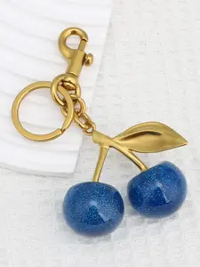 Resin Simulated Cherry Bag Charm, Trendy Blue Fruit Keychain, Bag Pendant Keychain, Fashionable Carrot Accessory, Perfect Gift for Women & Girls
