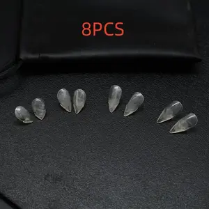 8 Piece Vampire Teeth Resin Transparent Sharp Fangs Zombie Fangs Prank Toy Halloween Party Makeup Dance Props Accessories