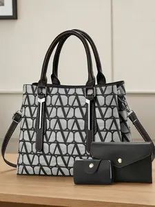 Women's High-End Messenger Bag, Casual PU Fabric Crossbody Bag, Geometric Pattern Bag, Perfect Gift for Birthday, Christmas, Valentine's Day