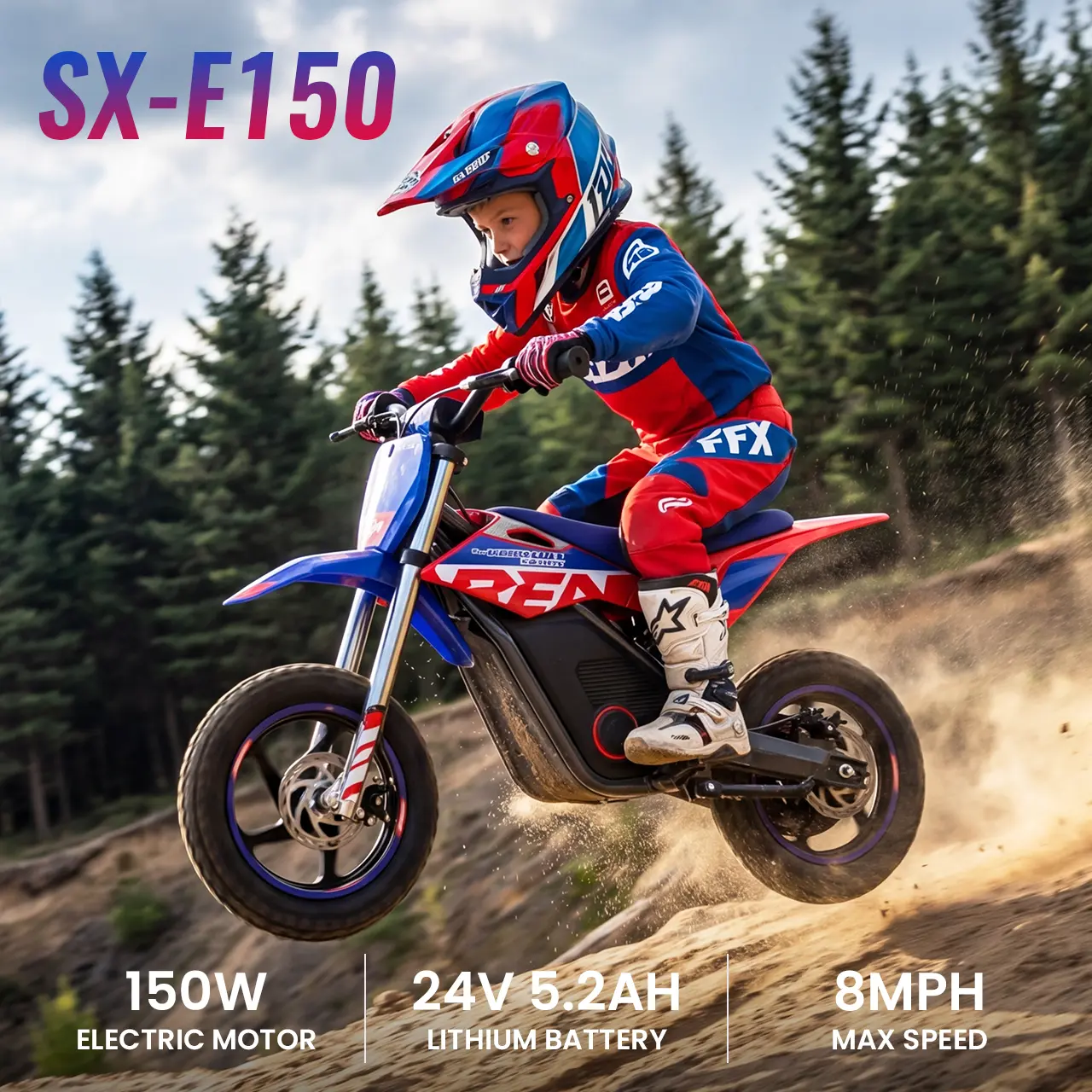 RFN SX-E150 Unisex Kids Electric Ride-On Toy, 2 Speed Modes, Smooth & Stable Riding, Beginner-Friendly for Ages 3-6, Two Speeds