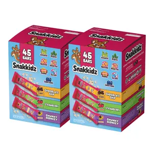 Snakkidz Organic Chewy Granola Bars for Kids, Allergen-Free, Nut-Free, Gluten-Free, Low Sugar Snack Bars Made with Avocado Oil, Individually Wrapped, School Safe Lunch Snacks, Family Bundle for 90 bars, Variety Flavors