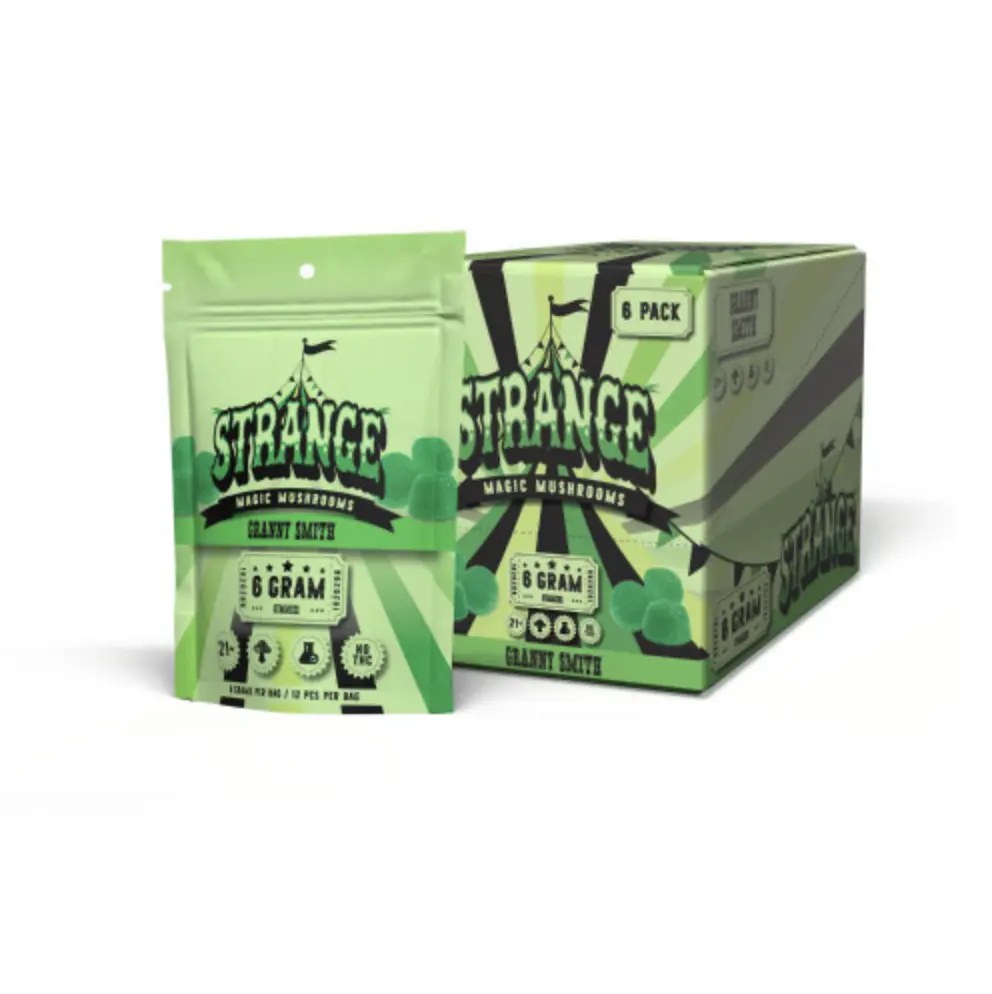 STRANGE 12 Count Fruit Gummies, High Potency Plant-Based Mushroom Gummies, Soft Chewy Gummies, 100% Organic Ingredients, High-Quality Formula, Freshness-Sealed Packaging, Made in USA