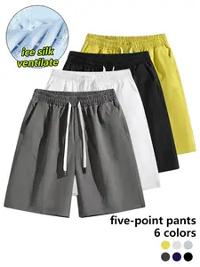 Men's Solid Pocket Waist Shorts, Lightweight BreathableShorts, Casual Breathable Comfortable Shorts for RunningGym Workout, Men's Bottoms for All Seasons