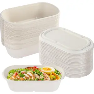 50 Pack 34 oz/1000ml Disposable  Containers with  Meal Prep Lunch  Takeout Salads Sandwiches Bowls Paper Meal Prep Containers To-Go Boxes for Salad, Pasta, Nacho, Burrito