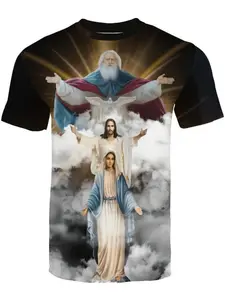 Men's 3D printed T-shirt, casual streetwear style, round neck short sleeved fitted T-shirt, Christian short sleeved shirt with bird pattern