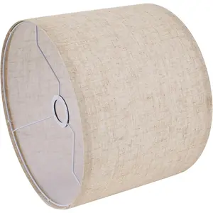 Beige Large Drum Lampshade 13''Top X 13'' Bottom X 10'' High, Natural Linen Hand Crafted Replacement Lamp Shade, Easy Assembly for Table Lamps Floor Lamps Chandelier Lamp