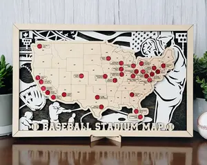MLB Complete Baseball Stadium Travel Map - Track Visited Teams & Plan Road Trips - Ideal for Fans Game Day Decor - Unique Gift for Enthusiasts Featuring All 30 Teams & Stadiums Perfect for Game Rooms Man Caves or Sports Bars