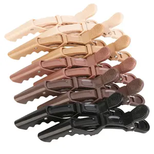 HH&LL Professional Alligator Hair Clips, 10 Pack Large Styling Sectioning Clips in Neutral Earth Tones, Non-Slip Double-Hinged Barber Clips for Thick Hair, Coloring & Cutting - Smooth Finish