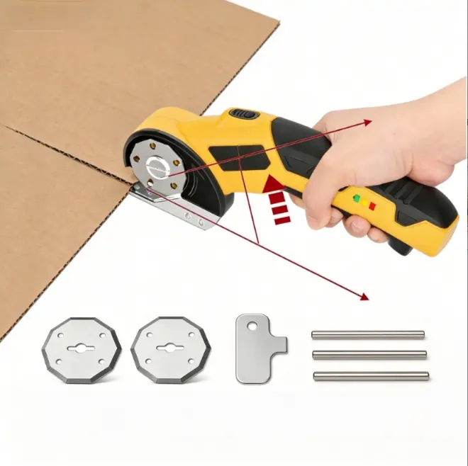 SEEVOLX 4V Rechargeable Cordless Electric Box Cutter with Safety Lock, LED Light, Blade, Rechargeable Battery & Portable Design - Versatile for Carton, Carpet Cutting (Tools & Hardware, Leather Cutting)
