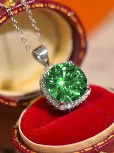 1 PC Fashion Green Cubic Zirconia High End Necklace Pendant For Women Valentine's Day Gift Jewelry Gifts Wedding Jewelry