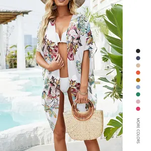 Danedvi Womens Oversized Floral Kimono Cardigans Summer Casual Batwing Sleeve Shawl Chiffon Open Front Cover up