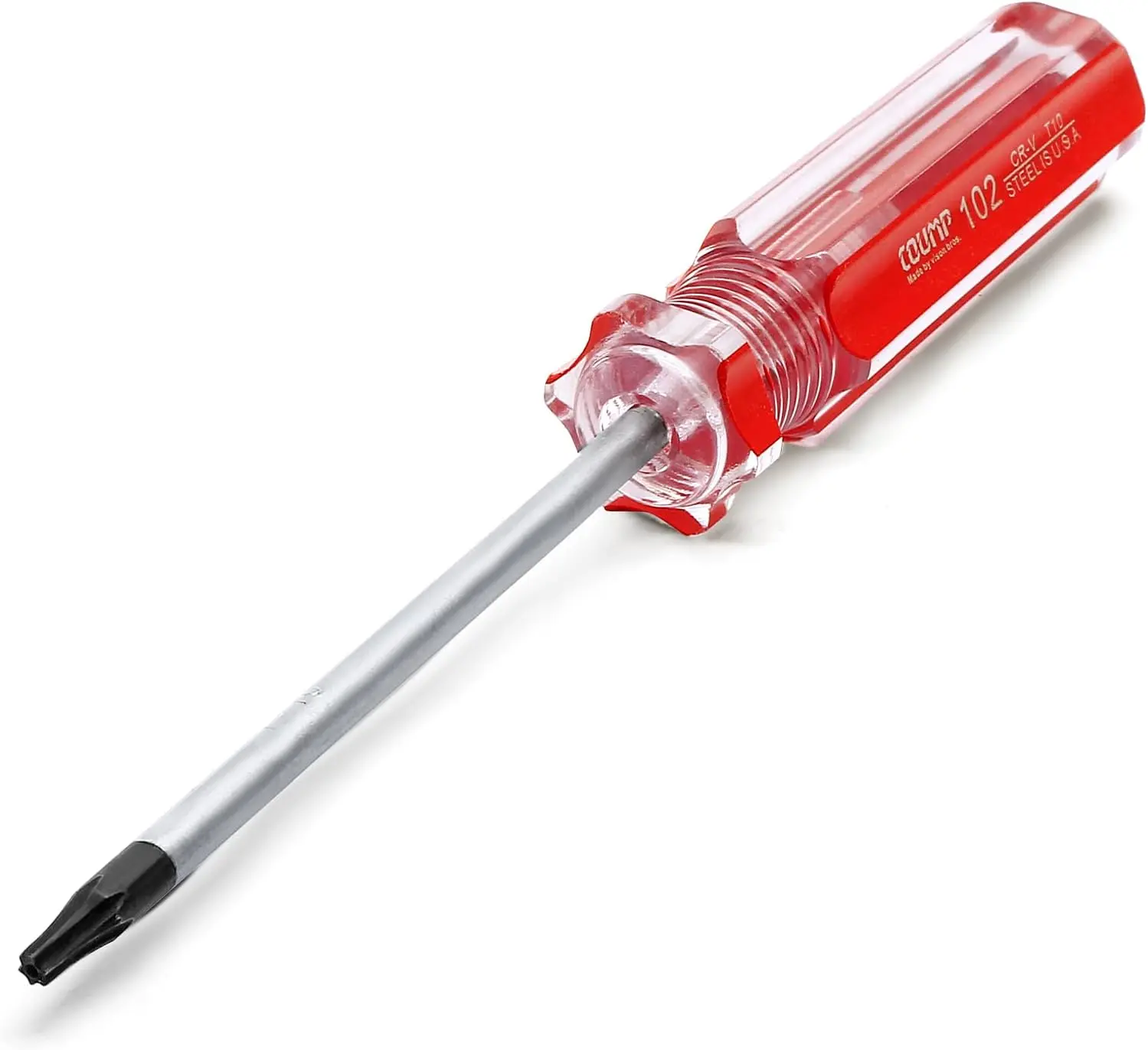 T10 Torx Screwdriver (1 Count) - T10 x 75mm (2.95 inches) Tamper Tip, Insulated PVC Handle, Durable Rustproof Chrome Vanadium Steel (Cr-V), Comfortable Grip for Device Repair