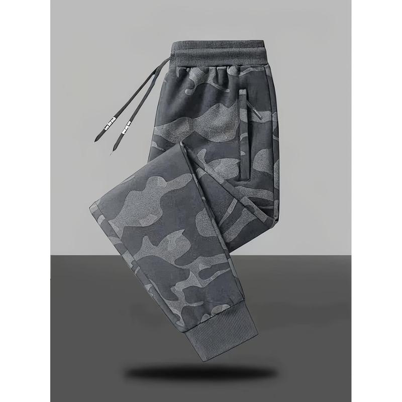 Outdoor Active Men's Sports Joggers - Camouflage Casual All-Seasons Retro Regular-Cut Comfy Drawstring Ankle-Tie Pants, American Street Design for Daily Wear, Running, S, Grey