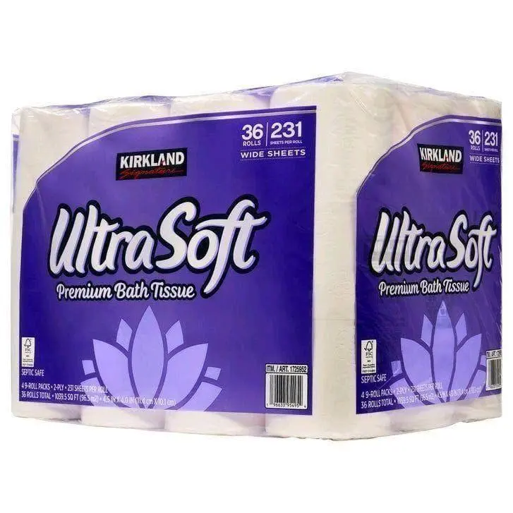 Kirkland UltraSoft Premium Bath Tissue 36 Rolls 231 Sheets Wide Sheets Septic Safe Toilet Paper