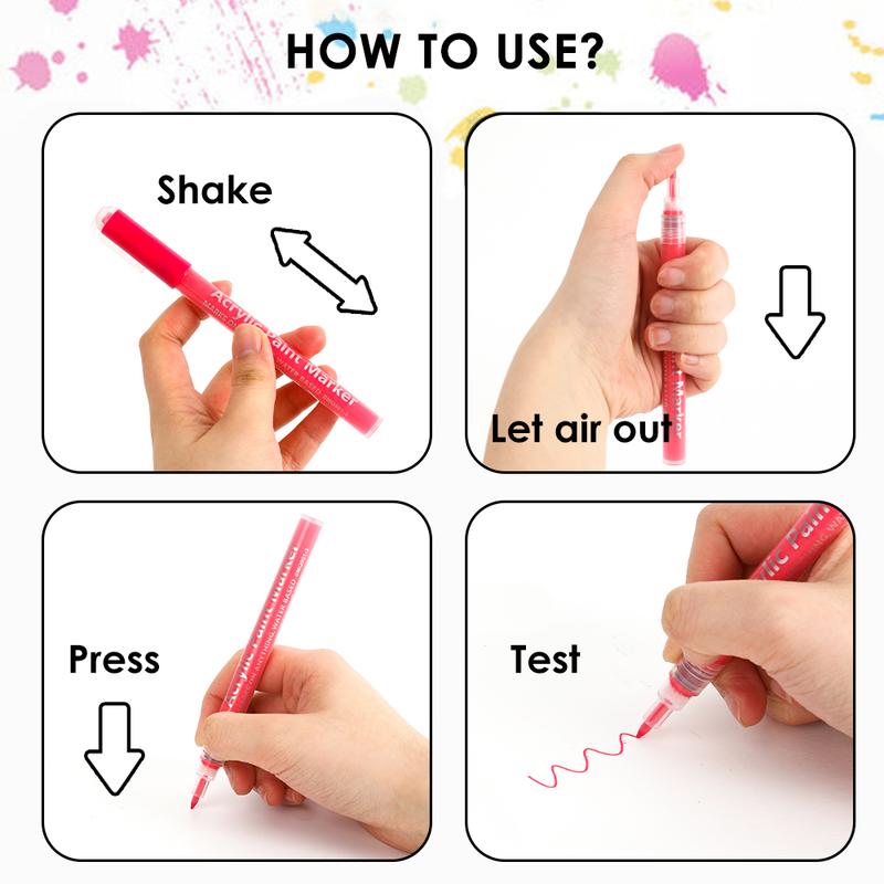 [Flash Sale] Grabie Acrylic Markers Paint Pens Set (Drawing Pad Included), for Rock Painting, Ceramic, Canvas, Plastic, Glass artmarkers acrylic paintmarkers, coloring, artist, creative, durable, glossy, easily, waterproof, gift for valentines's day