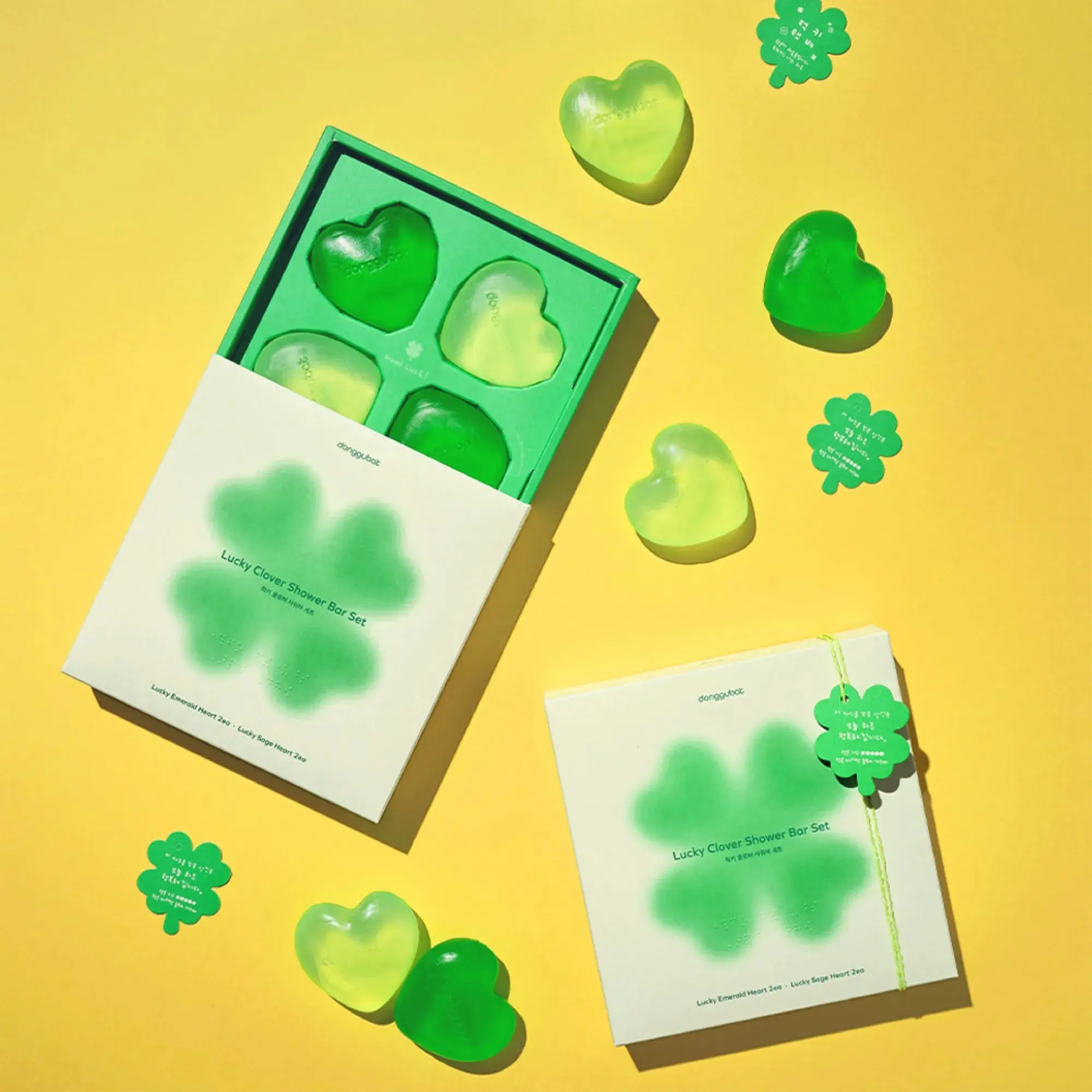 Donggubat Lucky Clover Shower Bar Set - Vegan All-in-One Heart Soaps Donggubat Lucky Clover Shower Bar Set - Vegan All-in-One Heart Soaps