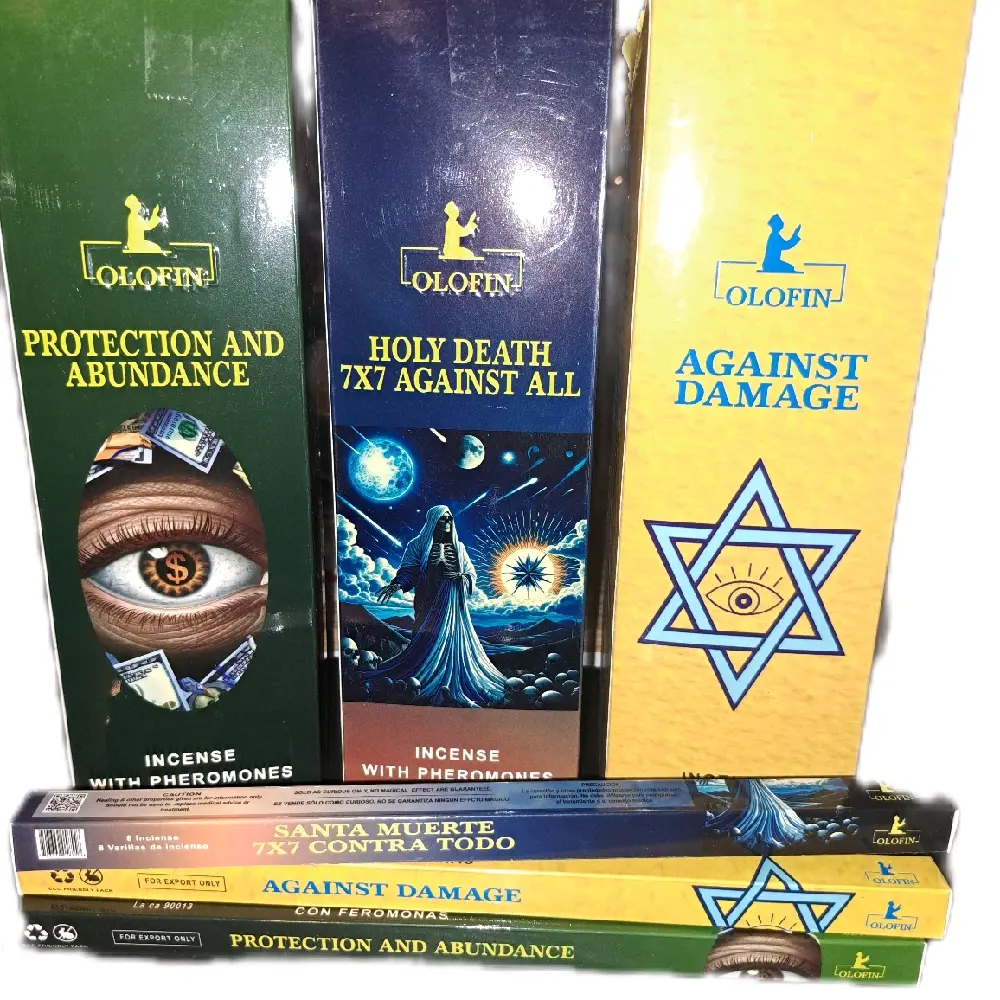OLOFIN Santa Muerte 7 Potencias Holy Death Incense with Pheromones - 3,6,9,12 Packs (8 Sticks Each) for All Seasons, Fresh Linen Scent, Handmade Soap Pairing, Boxes Included for Boats Home Fragrance Needs