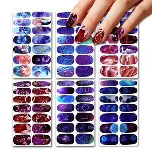 DIY Nail Art Stickers Set, 7 Sheets & 1 Scraper, Self-Adhesive Manicure Decals for Women Girls, Wrap Nail Design, Full Wrap Nail Polish Strips