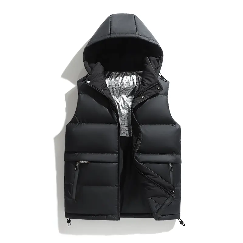 Men's Hooded Sleeveless Jacket Coat, Outdoor Warm, Multi-Pocket Storage, Zipper Pockets, Menswear Waistcoat & Gilet Tops, Sleeveless Fit, Vest, Outdoors, Multi-Function, Polyester, Providing Both Warmth And Functionality, Woven