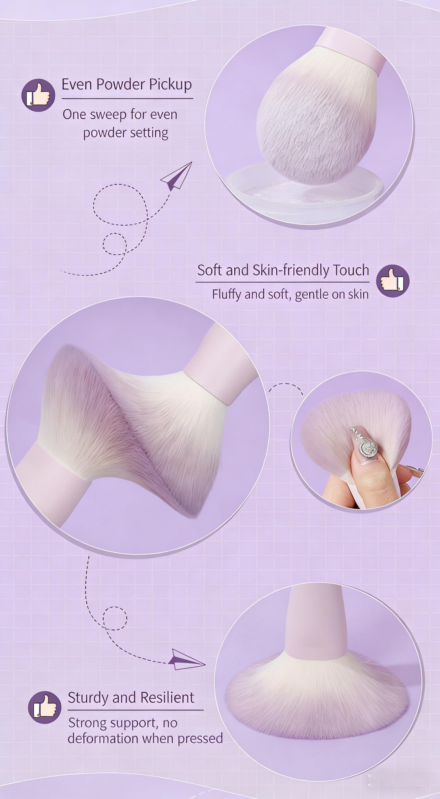 New Stella Purple 10Pcs Makeup Brush Set, Soft Nylon Bristles for Eyeliner & Nose Contour, Cute Lavender Beginner Brush Kit with Bag