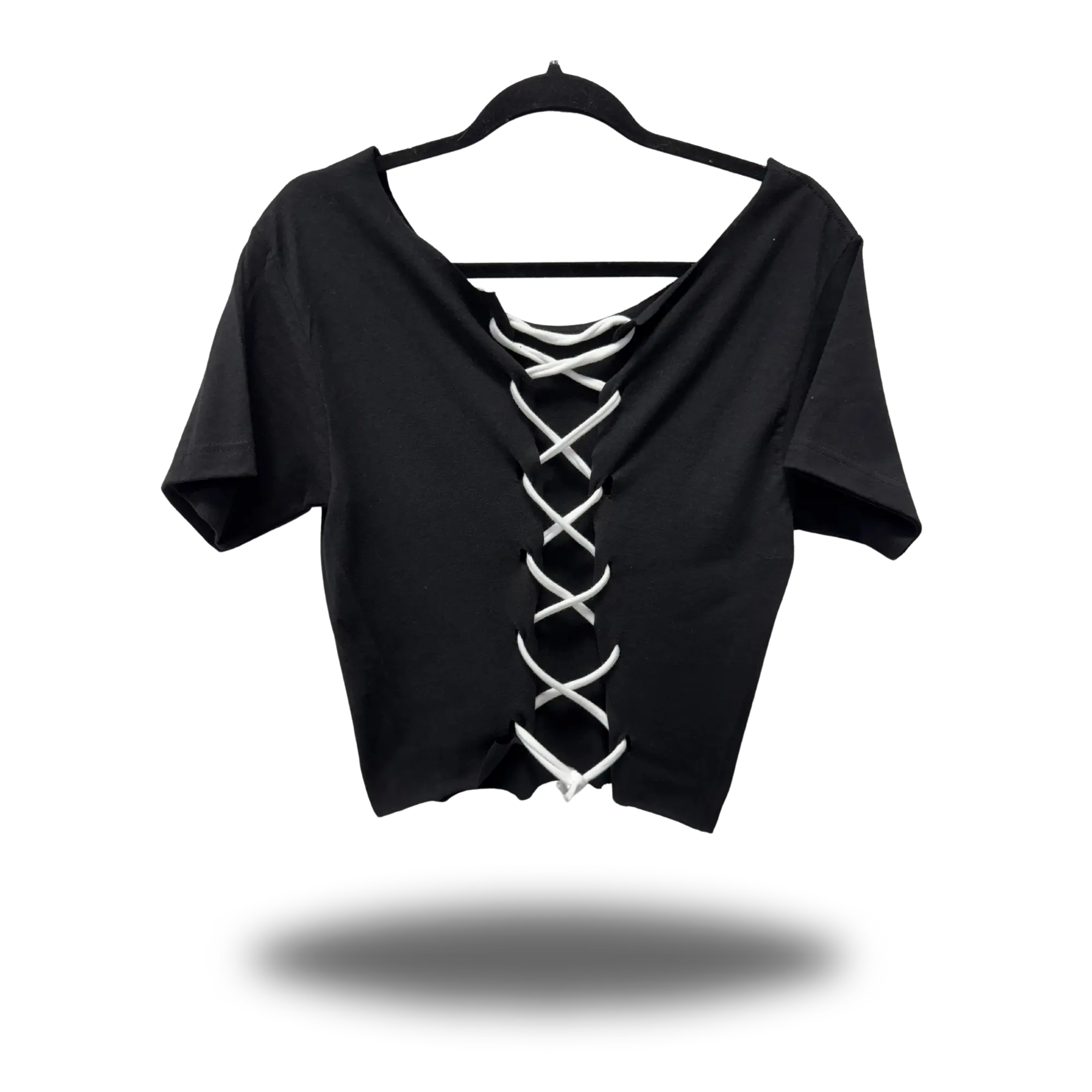 ROAD RASH BACK LACE BLACK CROP TOP