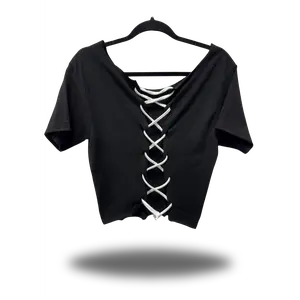 ROAD RASH BACK LACE BLACK CROP TOP