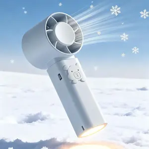 Cute Bear Handheld Fan with LED Light, 3 Speeds 5000mAh Portable Rechargeable Mini Fan,Quiet Camping Fan with Light for Tent, Hurricane Emergency Fan for Power Outage, Small PocketFan for Travel Outdoor Desk RV - Gifts for Her