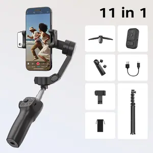 FUNSNAP CM9 Gimbal Stabilizer for iPhone android phone with Detachable Remote Control, 360 degrees AI tracking, 3-Axis Foldable Phone Gimbal, Fill Light, Extendable Rod & Tripod for Video Recording, Travel Vlogging, Live stream, content creation, gift