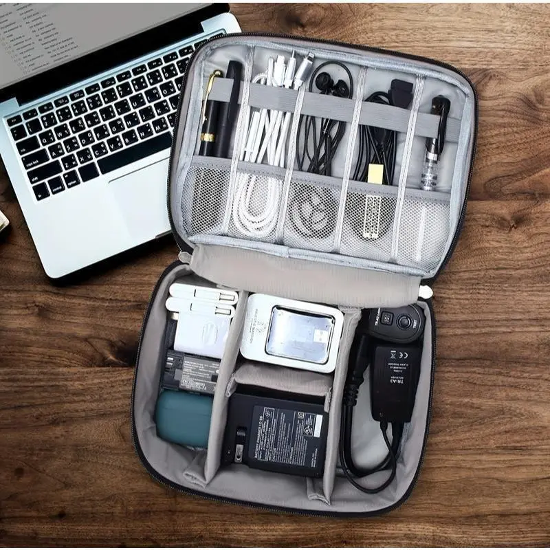 Multi-Pocket Waterproof PVC Travel Organization Pouch - Lightweight, Durable Zip-Closure Digital Organizer for Cables, Phones, Headphones - Ideal for Travel Accessories, Gym Bags, Daily Commutes, Travel Must Haves, Airplane Travel Accessories