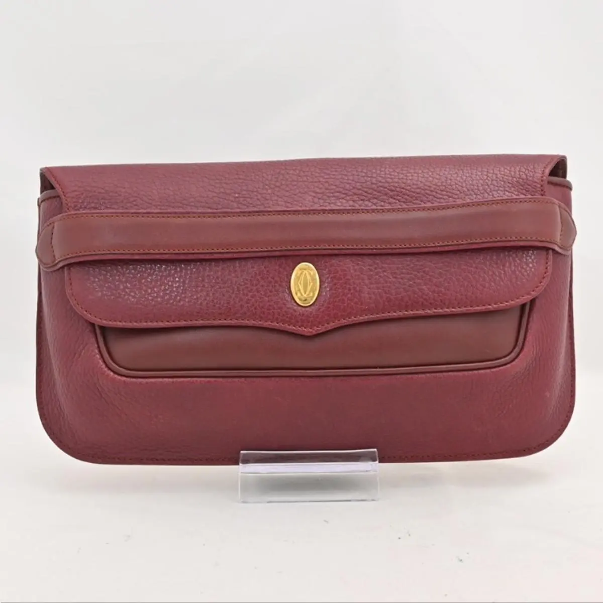Pre-owned Cartier As Shown Mini Bags Must Line Clutch Bag Leather Bordeaux ca2211gg