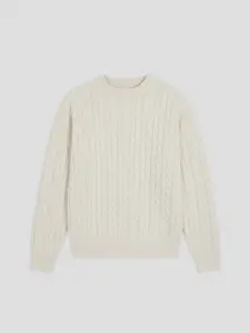 Classic Cotton Cable Knit Sweater - Cream