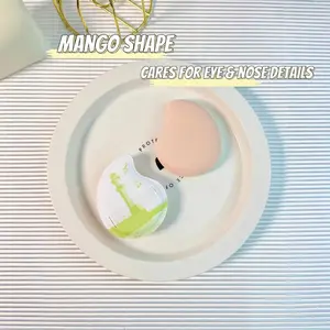 Water-Feel Mango Pattern Makeup Sponge, Soft Cotton Material, Dry and Wet Use, Ideal for Beginners and Students, Non-Powdering, Flawless Coverage