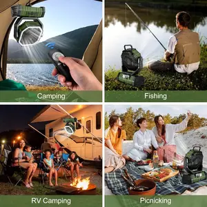 30000mAh Rechargeable Oscillating Fan with LED Lantern, Portable Camping Tent Fan, Remote, Hook, Storage Bag, 4 Speeds, Timer, Reverse Charge for Outdoor RV Power Outage, Orange, Oscillates