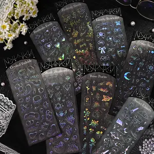8 sheets Laser effect Stickers, PET Waterproof, Scrapbooking,  Albums, Journaling, Calendars Decor waterproof self adhesive decor paper